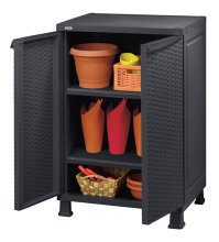 KETER hageskap på 98 cm i svart plast med 2 dører